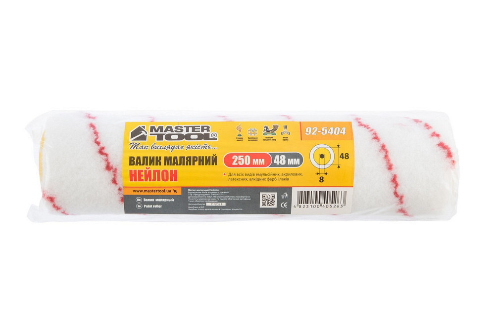 Валик малярный MASTERTOOL Nylon 48/250/9 мм Ø 8 мм 92-5404 Харків - зображення 3