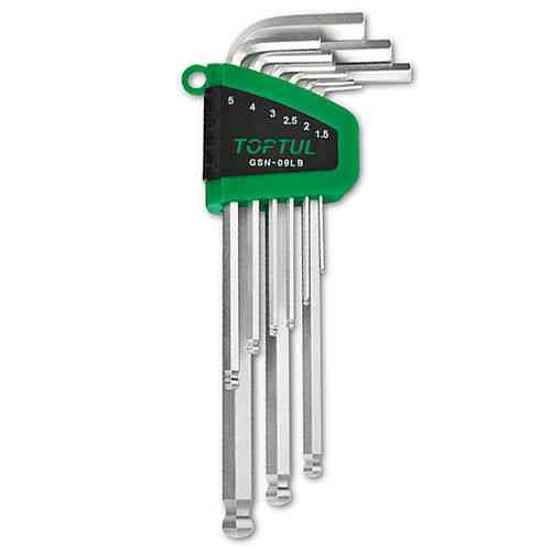 Набор Г-обр. шестигранников 1,5-10мм 9ед. длинных с шаром TOPTUL GSN-09LB Харьков