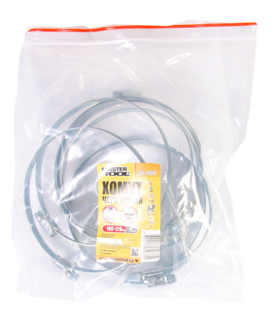 Хомут червячный MASTERTOOL German type W1 DIN 3017 9.0 мм Ø 100-120 мм 10 шт 20-1989 Харків - зображення 2