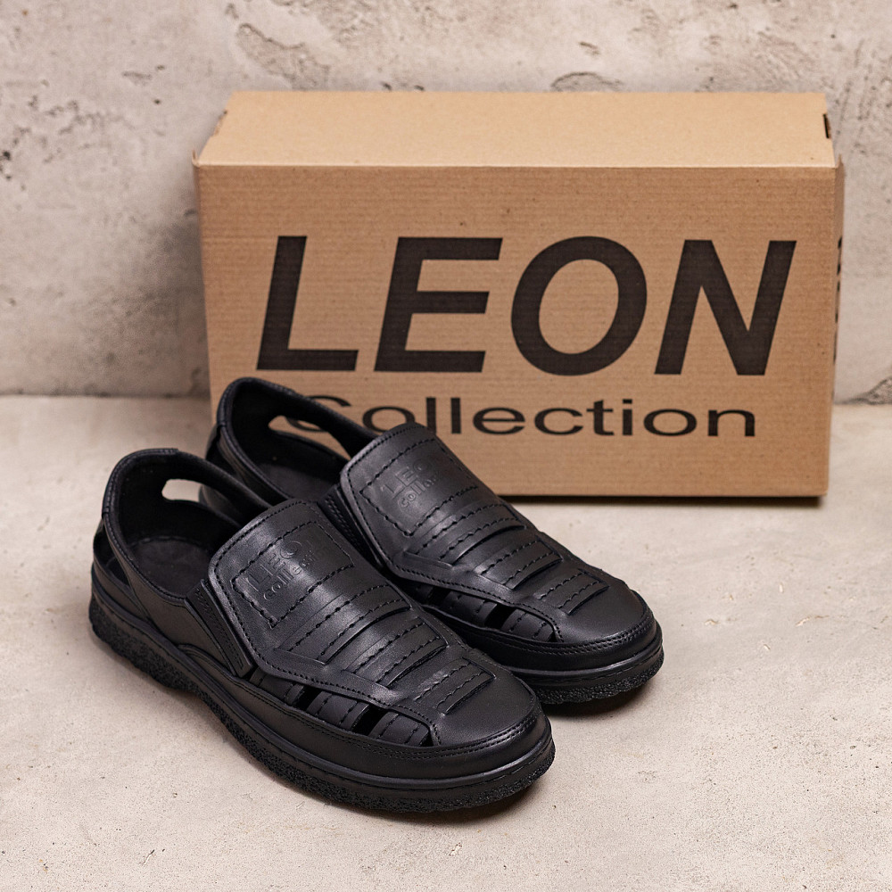 Мужские кожаные летние туфли Leon  Black Киев - изображение 7