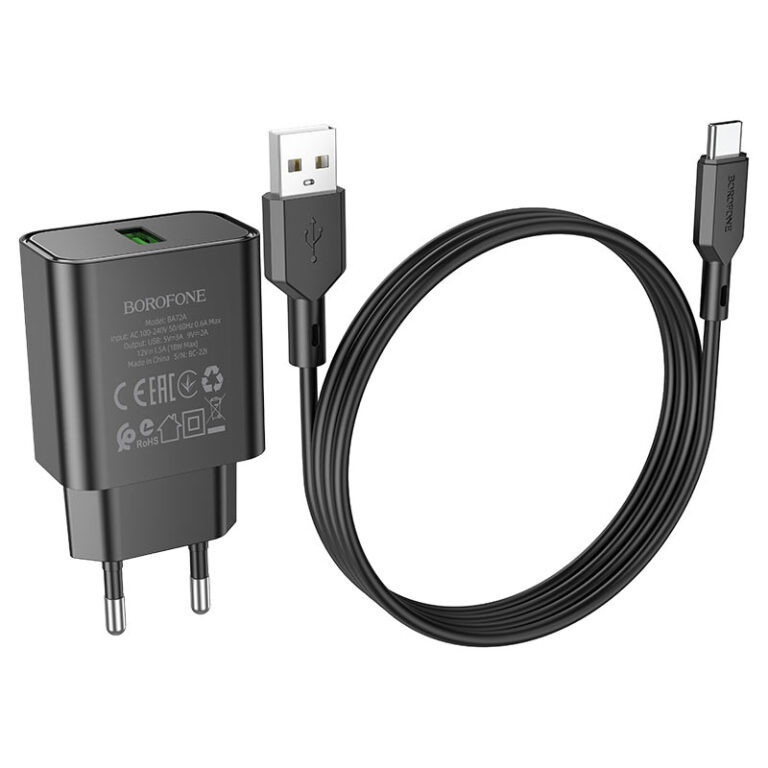 СЗУ Borofone BA72A Spring QC3.0 (1USB-A) + кабель USB to Type-C Херсон - изображение 3