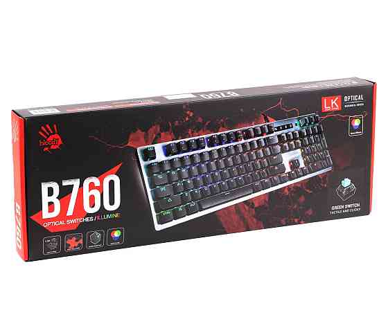 Клавиатура компьютерная проводная Bloody B760Bloody(Grey)GreenSw серая Київ