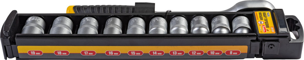 Набор головок торцевых 6-гранных MASTERTOOL ½" 8-19 мм с трещоткой 72 зубца CrV 11 шт 78-1311 Харків - зображення 2