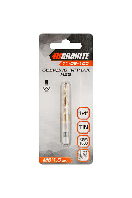 Сверло-метчик GRANITE HSS M6х1.0 мм DIN338 11-06-100 Харьков - изображение 4