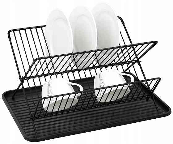 Сушилка для посуды Kamille 43*32*25,5см из алюминия черный KM0753 Одеса