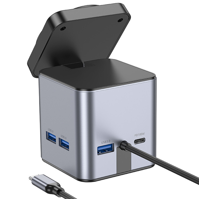 Переходник HUB Hoco HB49 Effortless 9in1 100W с БЗУ Херсон - зображення 5