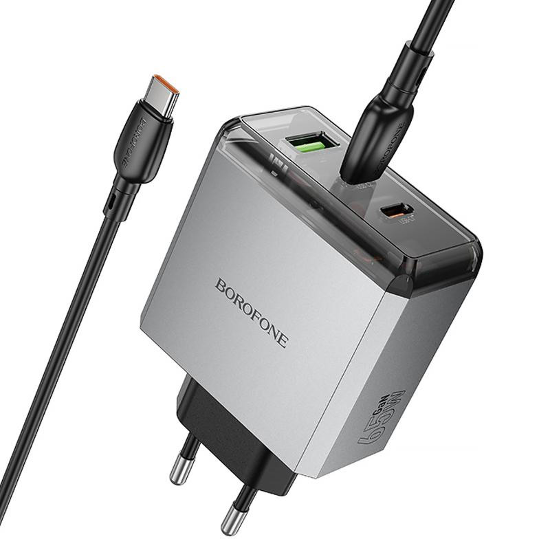 СЗУ Borofone BN22 Lena PD65W (1USB-A/2C) + кабель Type-C to Type-C Херсон - изображение 3