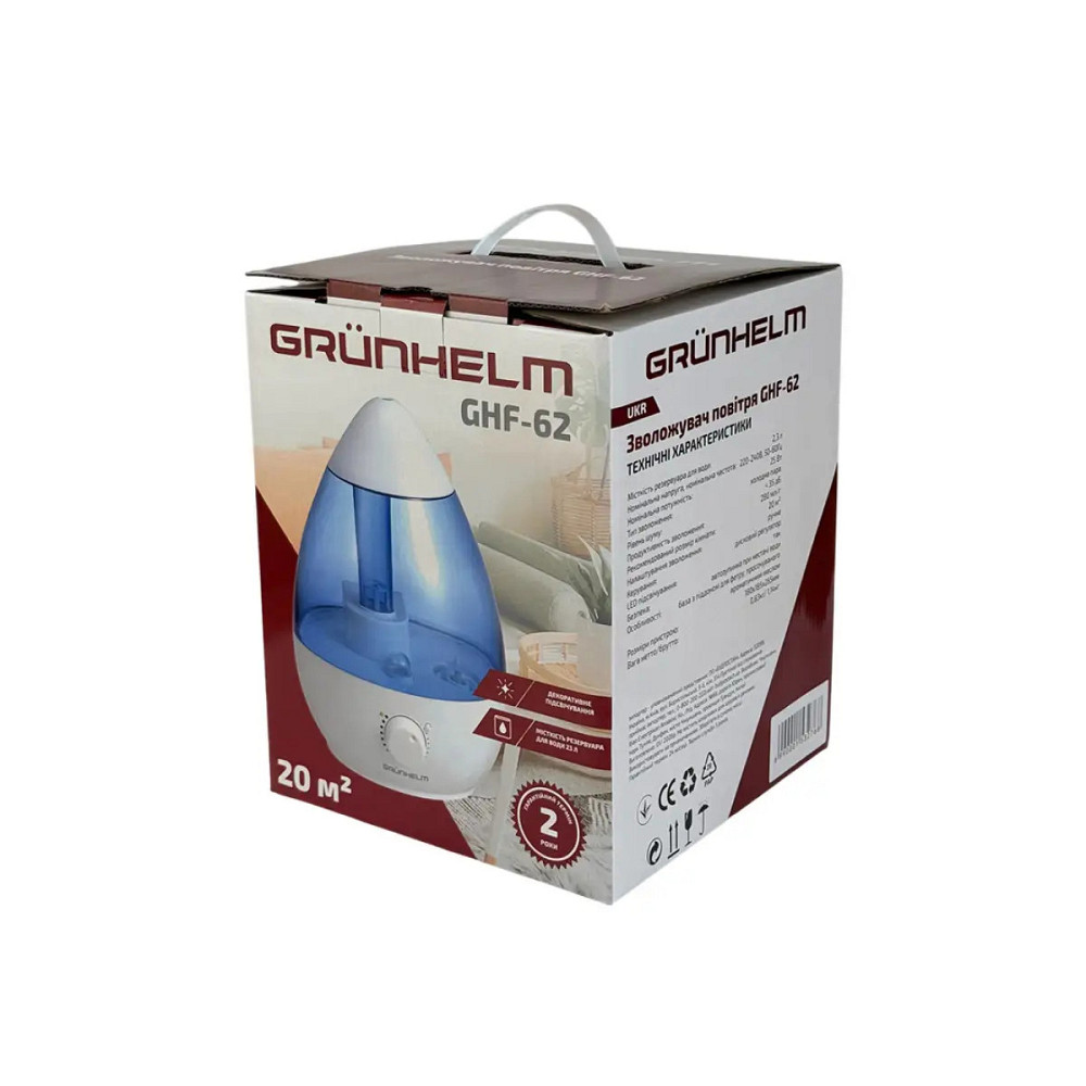 Увлажнитель воздуха Grunhelm GHF-62 25 Вт белый Київ - зображення 4