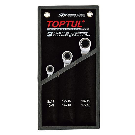 Набор ключей накидных с двойной трещоткой 72 зубца Pro-Series 3шт 8-19мм TOPTUL GPAQ0301 Харьков - изображение 1