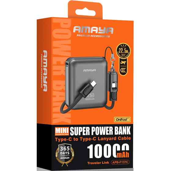 Уценка Портативное ЗУ Power Bank Amaya F137C PD22.5W with cable 10000 mAh Херсон