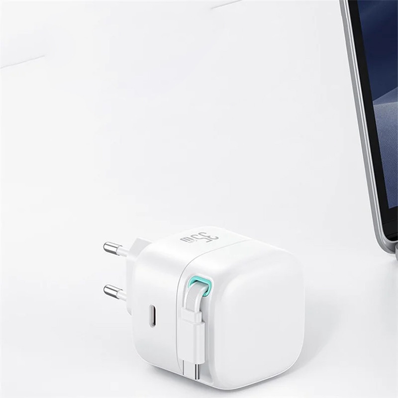 СЗУ Usams US-CC202 GaN With Type-C Magnetic Retractable Cable Module XMF Ser. 35W (2USB-C) Херсон - зображення 8