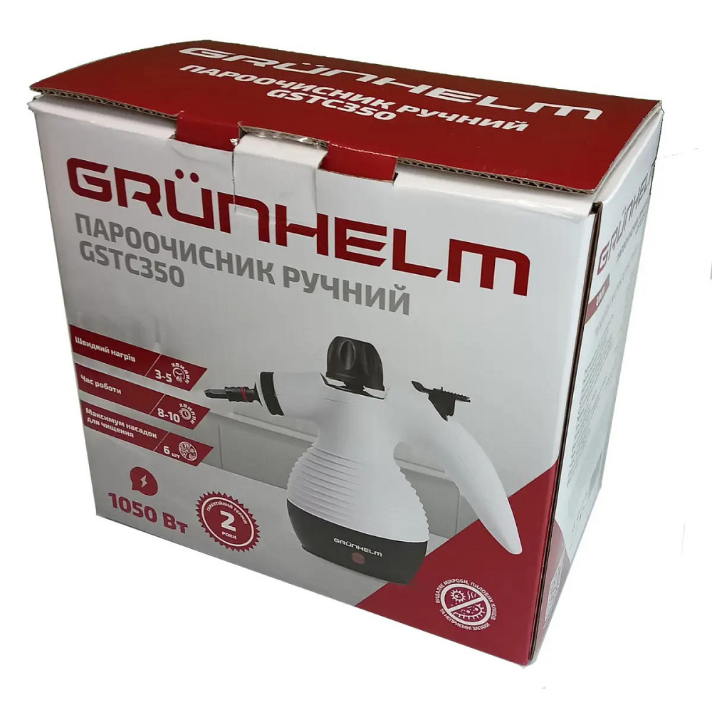 Пароочиститель ручной Grunhelm GSTC350 1050 Вт белый Київ - зображення 2
