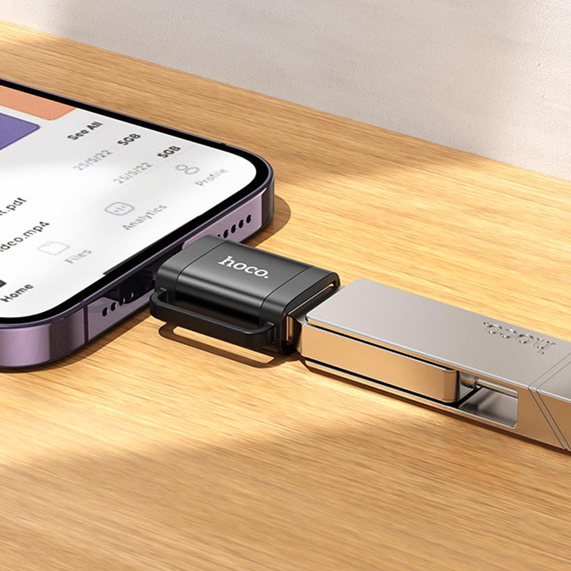 Переходник Hoco UA31A OTG Lightning male to USB female Херсон - зображення 5