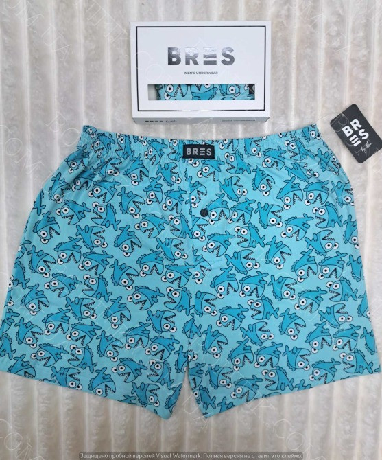 Мужские голубые семейные трусы BRES с принтом "Весёлые акулы" (арт. MBXK 307/01/120) Кривой Рог - изображение 1