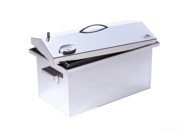 Коптильня для дома Smoke House L DeLuxe с термометром и подставкой Харків - зображення 10