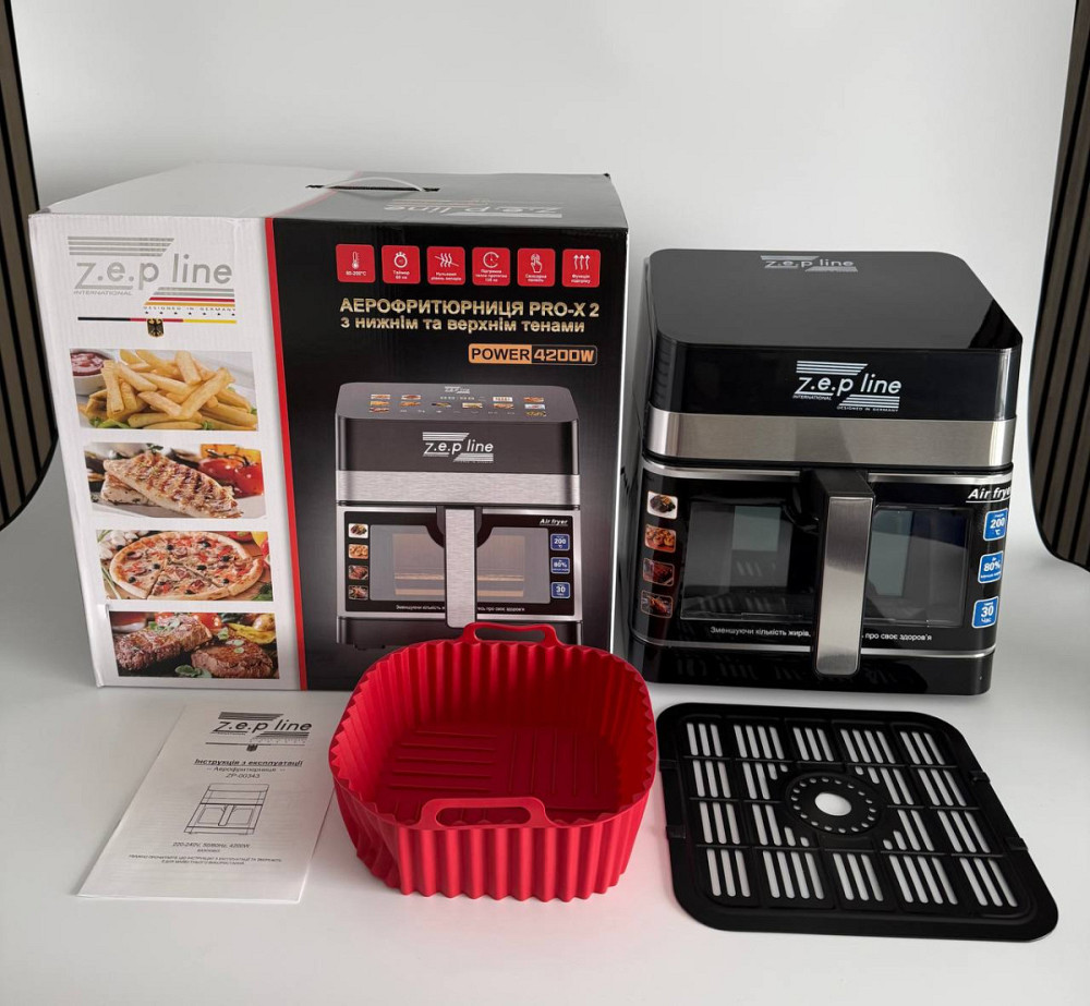 Аэрогриль мультипечь на два тэна с силиконовой формой Zepline ZP-00343 13 л 4200 Вт Київ - зображення 2