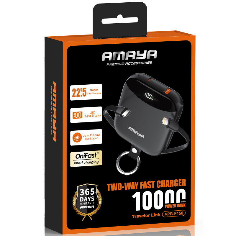 Уценка Портативное ЗУ Power Bank Amaya F150 22.5W with display and cable 10000 mAh Херсон - зображення 2