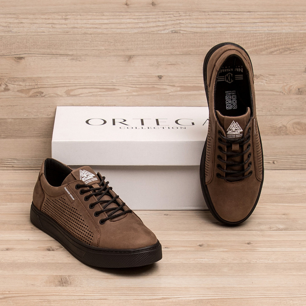 Мужские летние кожаные кеды Kristan перфорация Київ - зображення 5