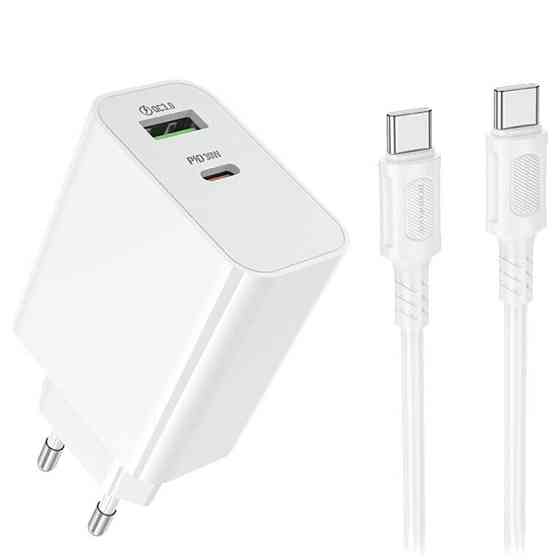 СЗУ Borofone BA108A Stellar PD30W+QC3.0 (1USB-A/1C) + кабель Type-C to Type-C Херсон