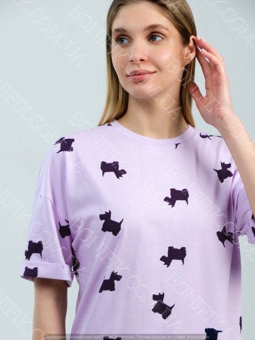 Женская пижама с собачками "Lavender Puppies" (футболка+шорты) (12062) (арт. 1407) Кривий Ріг - зображення 3