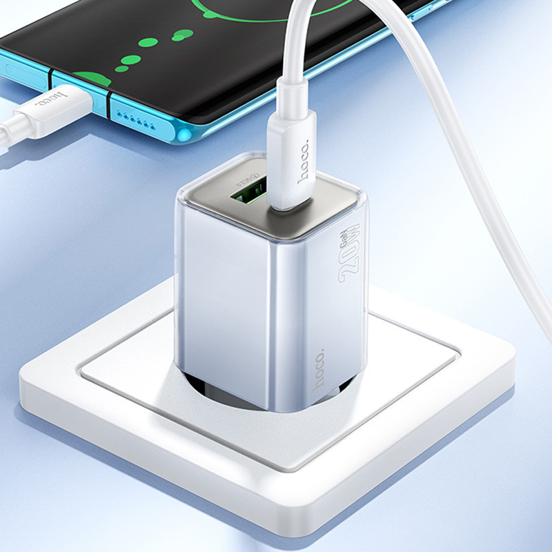 СЗУ Hoco N46 Glorious PD20W+QC3.0 (1USB-A/1C) + кабель Type-C to Type-C Херсон - зображення 5