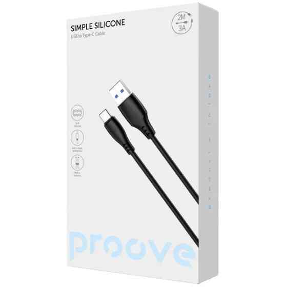 Кабель Proove Simple Silicone USB to Type-C 3A 2m Black (CCSS15001221) Харків