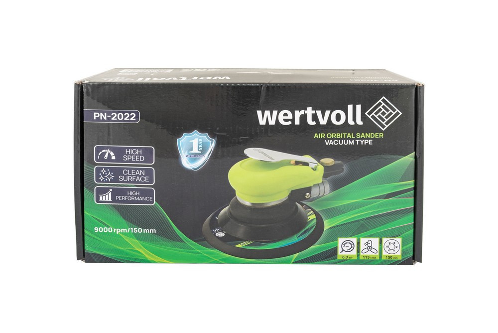 Шлифмашина пневматическая орбитальная WERTVOLL с пылеотведением 150 мм 9000 об/мин 115 л/мин 6.3 bar Харьков - изображение 8