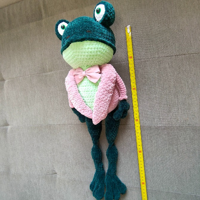 Жаба жабка зелена 55 см іграшка м'яка в'язана гачком ручна робота Нововолынск - изображение 2