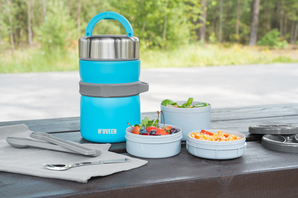 Термос пищевой Noveen TB963 Blue из нержавеющей стали 1325 мл Одеса - зображення 7