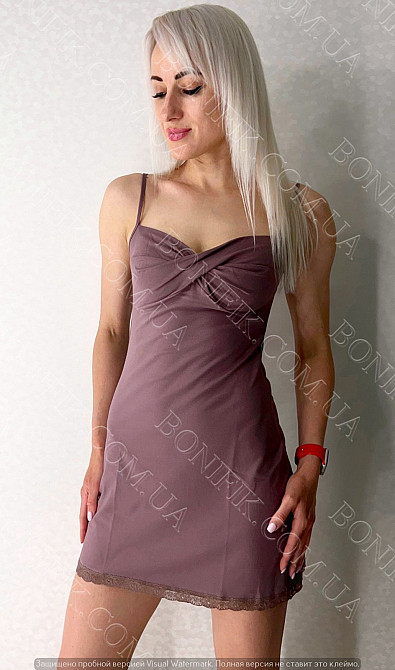 Женская ночная сорочка с кружевом и драпировкой "Midnight" (16332) (арт. 1757) Кривой Рог - изображение 1