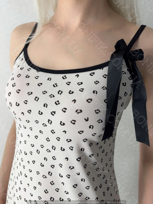 Ночная сорочка на тонких бретелях с бантом и принтом "Leo" (16177) (арт. 1571) Кривий Ріг - зображення 3