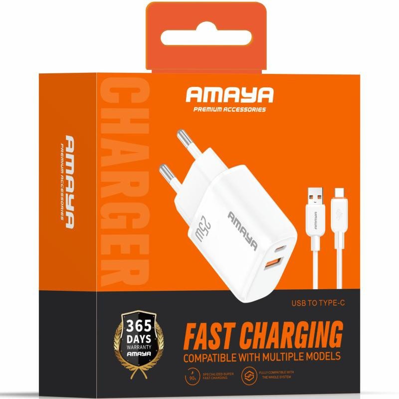 СЗУ Amaya E213D PD25W+QC3.0 (1USB-A/1C) + кабель USB to Type-C Херсон - зображення 2