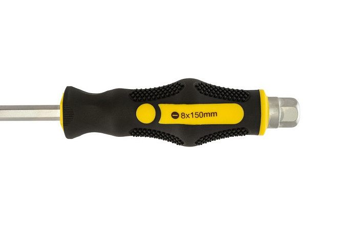Отвёртка ударная шлицевая магнитная MASTERTOOL EXTERNAL HEX SL8х150 мм ручка с TPR покрытием 49-6815 Харків - зображення 5