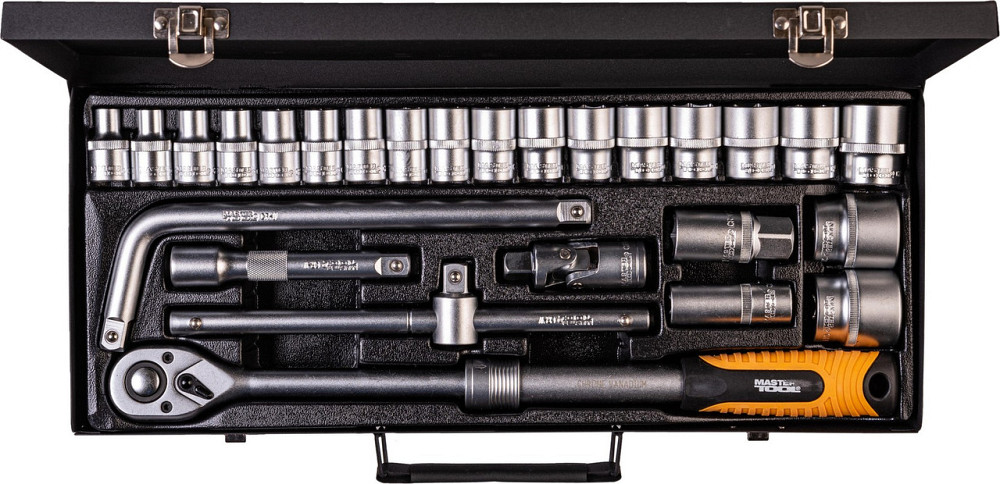 Набор инструментов MASTERTOOL PROFI ½" 26 шт 8-32 мм телескопическая трещотка CrV50BV30 металлически Харків - зображення 3
