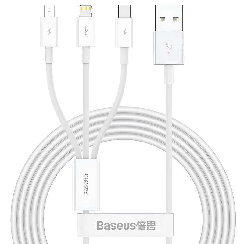 Дата кабель Baseus Superior Series USB to MicroUSB-Lightning-Type-C 3.5A (1.5m) (CAMLTYS) Херсон - зображення 1