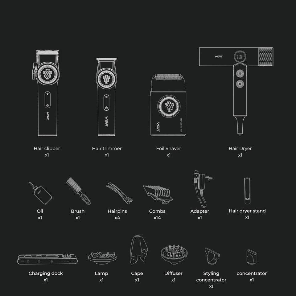 Комплект длят стрижки VGR STEPLERSS PRO 4 IN 1 RED красный Киев - изображение 5