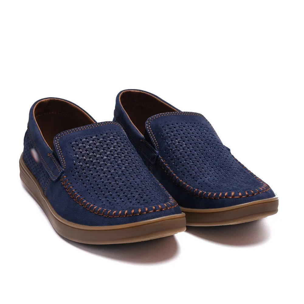 Мужские летние кожаные мокасины  LS перфорация Dark blue Киев - изображение 2