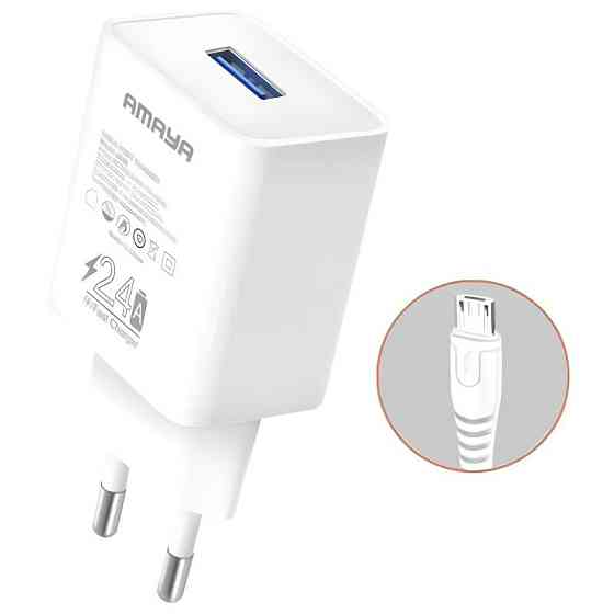 СЗУ Amaya M3 2.4A (1USB-A) + кабель USB to MicroUSB Херсон