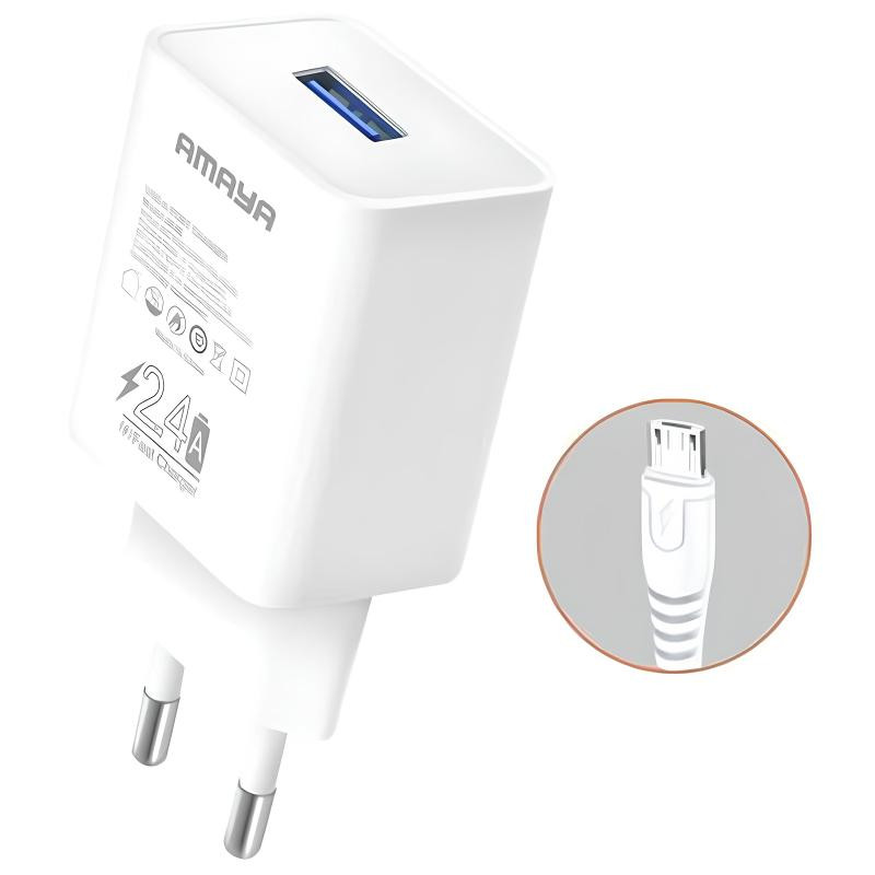 СЗУ Amaya M3 2.4A (1USB-A) + кабель USB to MicroUSB Херсон - зображення 1