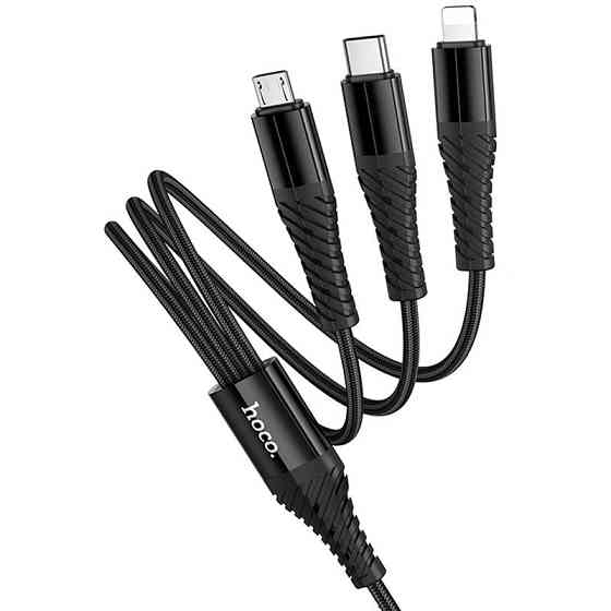 Дата кабель Hoco X123 Victory 3in1 Type-C to Lightning/Type-C/MicroUSB 3A (1m) Херсон