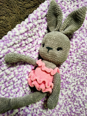 Зайка балеринка в'язана іграшка сіра дитяча м'яка сувенір подарунок hand made Нововолынск - изображение 3