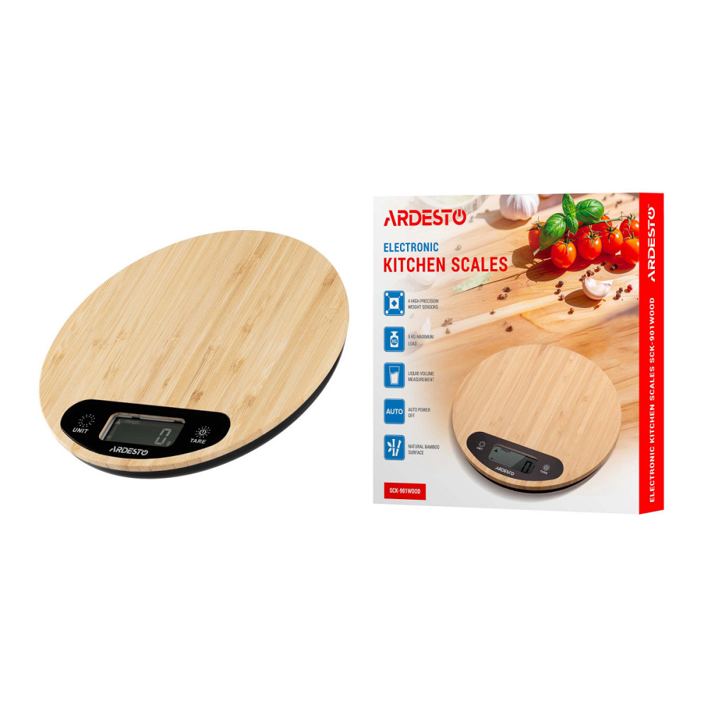 Весы кухонные Ardesto SCK-901WOOD 5 кг бежевые Київ - зображення 5