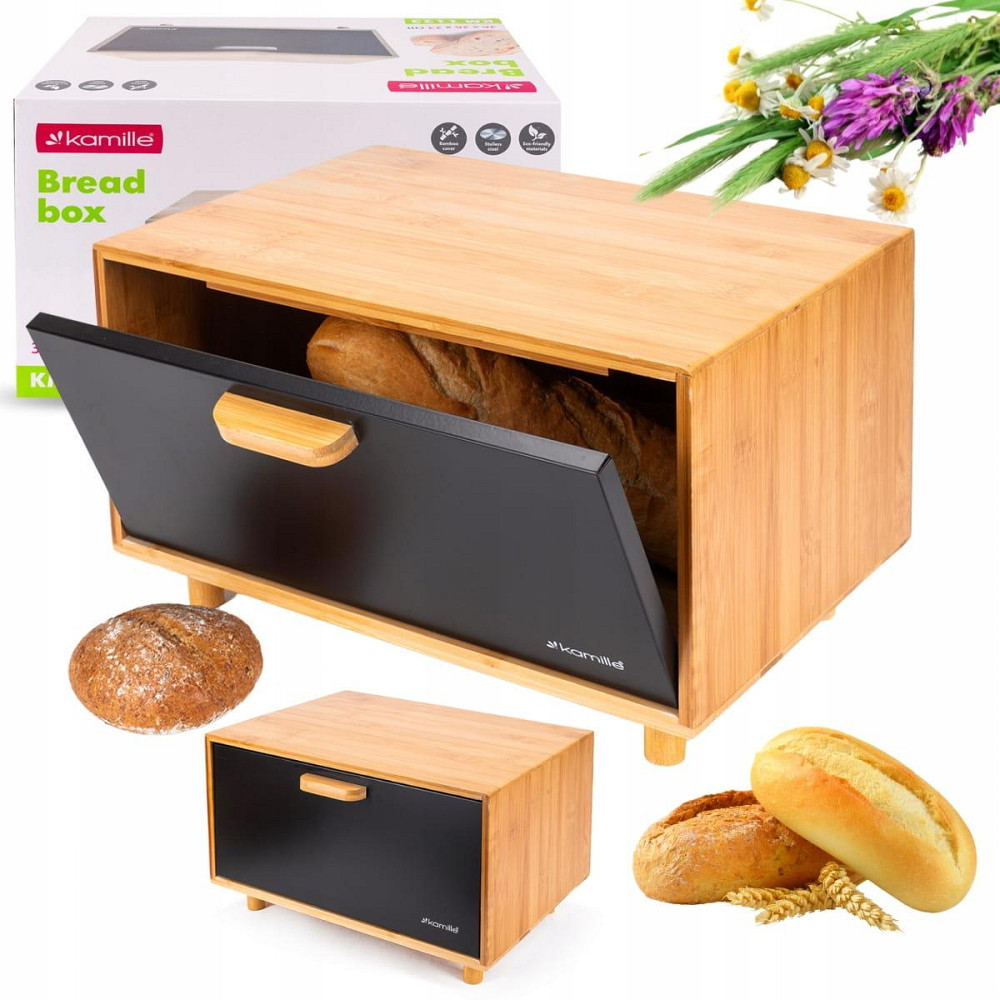 Хлебница Kamille из бамбука с откидной крышкой Чёрная (KM 1123) Одеса - зображення 3