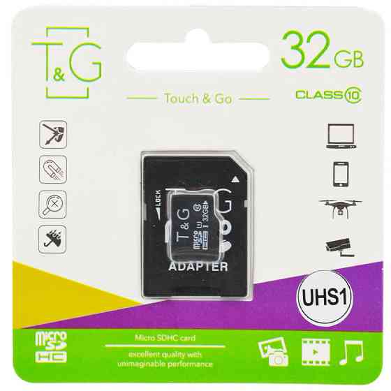 Карта памяти T&G (UHS-1) microSDHC Class 10 - 32GB (с адаптером) Херсон
