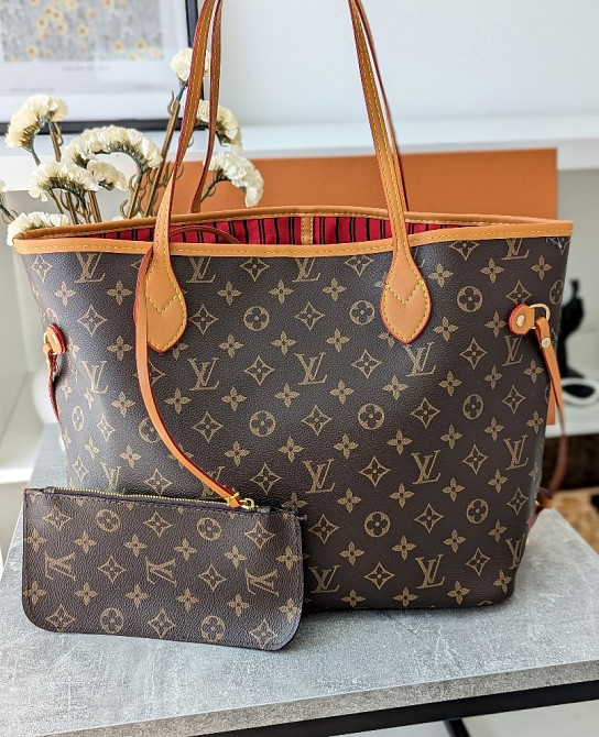 сумка на плече велика жіноча шоппер моннограм LV Louis Vuitton Neverfull ЛЮКС AN109 Київ - зображення 1