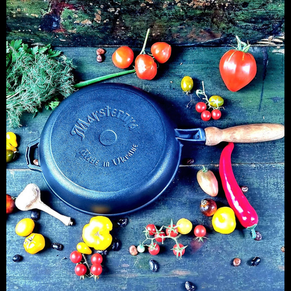 Сковорода чугунная Maysternya с крышкой 24*4см Т302С3 Одеса - зображення 5