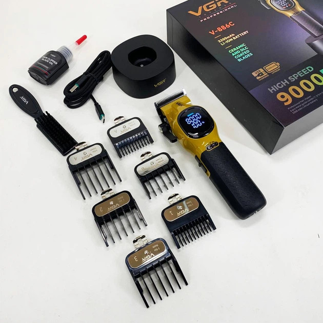 Машинка для стрижки аккумуляторная VGR V-886C GOLD золотистая Киев - изображение 3