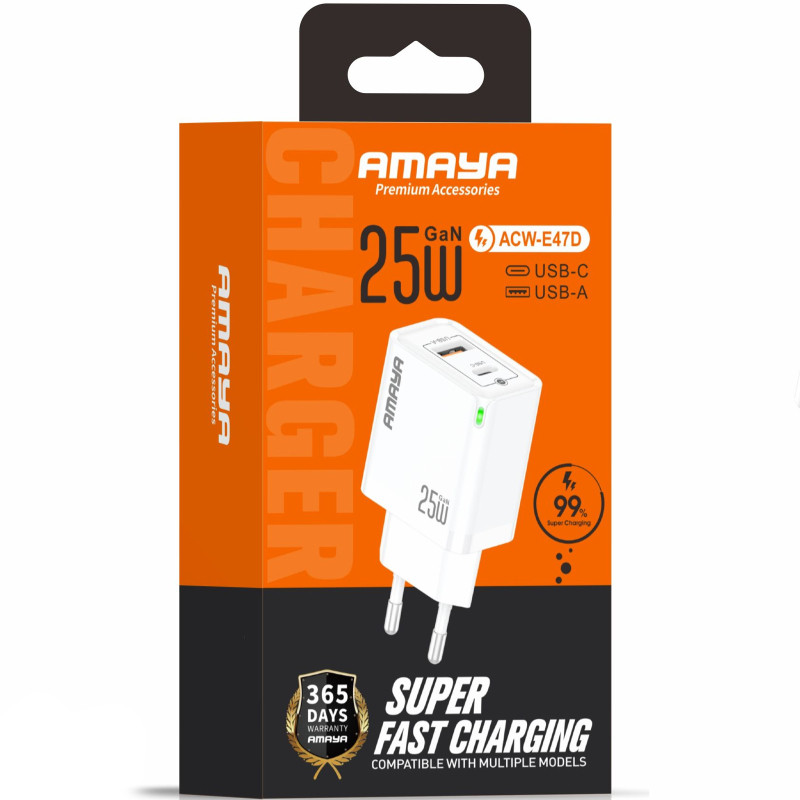 СЗУ Amaya E47D PD25W+QC3.0 GaN (1USB-A/1C) Херсон - изображение 2