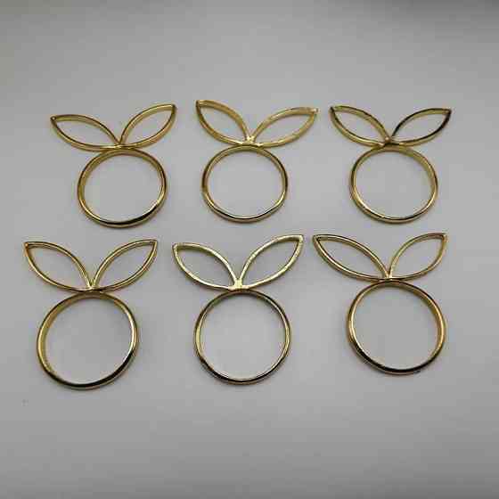 Пасхальные кольца для салфеток Leeseph с ушками золотые, набор 6 шт Одеса