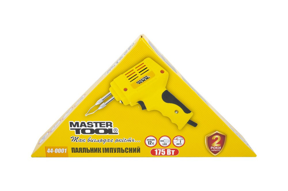 Паяльник импульсный MASTERTOOL с трансформатором 175 Вт/220–240 V/50 Hz 0–400°С LED 44-0001 Харьков - изображение 2